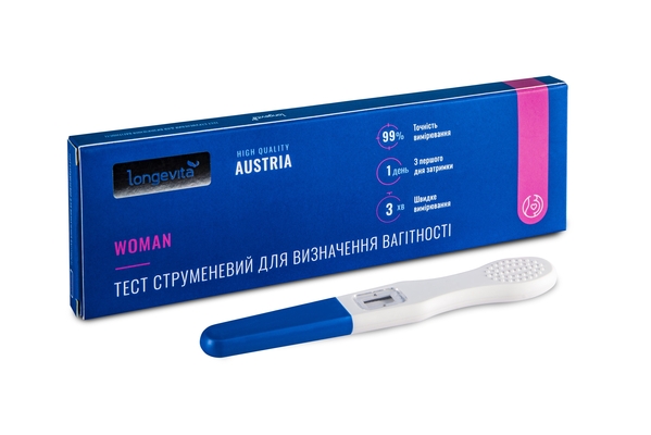 Тест струменевий Longevita WOMAN для визначення вагітності, 1 штука