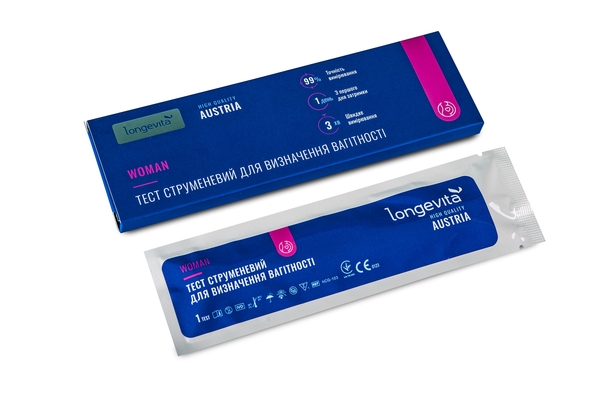 Тест струменевий Longevita WOMAN для визначення вагітності, 1 штука