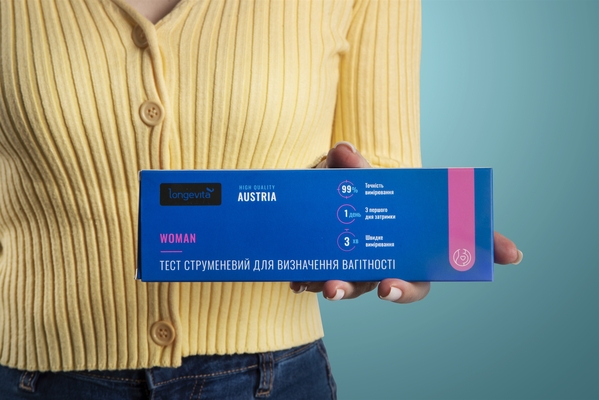 Тест струменевий Longevita WOMAN для визначення вагітності, 1 штука