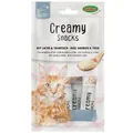Ласощі Bubimex Creamy Snacks with Salmon and Tuna Снеки кремові з лососем та тунцем для котів, 4 стіки по 60 г