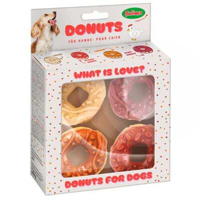 Лакомство Bubimex Donuts x 4 chicken/fruits Набор пончиков с курятиной и фруктами для собак, 4 шт по 7 см