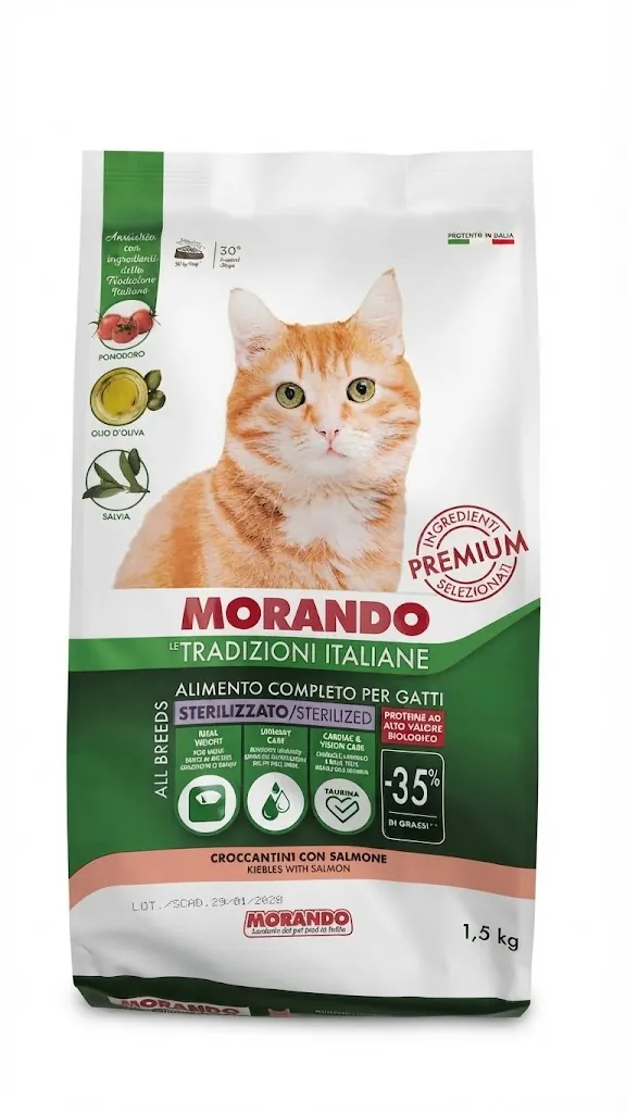 Корм сухий Morando Tradizioni Sterilized для стерилізованих котів з лососем, 1,5 кг