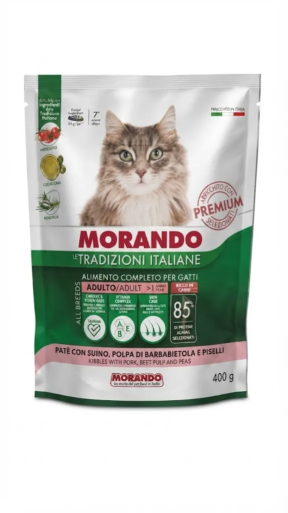 Корм сухий Morando Tradizioni для котів зі свининою, горохом та буряком, 400 г
