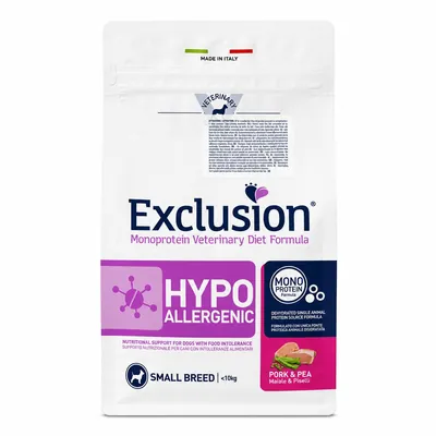 Корм сухий Exclusion Monoprotein Veterinary Diet Hypoallergenic для собак дрібних порід при харчовій алергії свинина та горох, 800 г