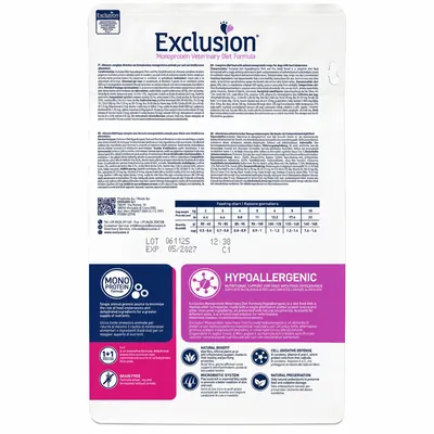 Корм сухий Exclusion Monoprotein Veterinary Diet Hypoallergenic для собак дрібних порід при харчовій алергії свинина та горох, 800 г