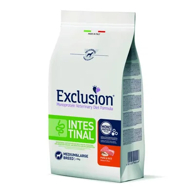 Корм сухий Exclusion Monoprotein Veterinary Diet Intestinal для собак середніх та великих порід з порушенням травлення свинина та рис, 2 кг