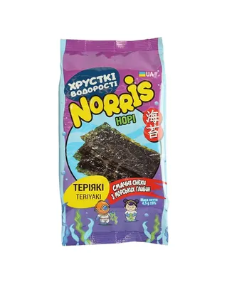 Чіпси з водоростей Norris Норі з теріякі, 4,5 г