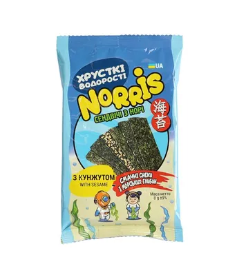Чіпси з водоростей Norris Сендвіч з норі з кунжутом, 8 г