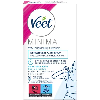 Смужки Veet Minima воскові для депіляції для чутливої ??шкіри бікіні та пахв, 16 штук