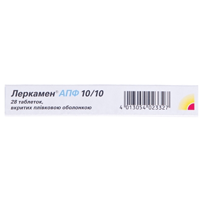 Леркамен АПФ 10/10 таблетки, в/плів. обол. №28 (14х2)