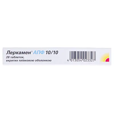 Леркамен АПФ 10/10 таблетки, в/плів. обол. №28 (14х2)