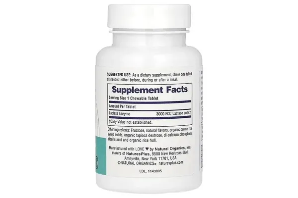 Фермент лактази Nature's Plus Lactase enzymes, 60 жувальних таблеток