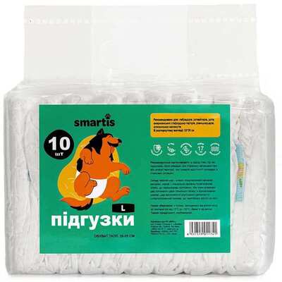 Подгузники-пояса Smartis для собак (сук), размер L, 10 штук