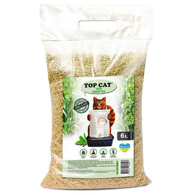 Наполнитель для кошачьего туалета Top Cat Tofu Green Tea соевый зеленый чай, 6 л