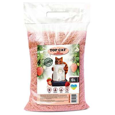 Наполнитель для кошачьего туалета Top Cat Tofu Strawberry соевый клубника, 6 л