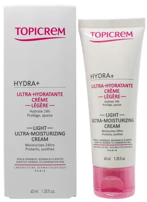 Крем для обличчя Topicrem Hydra+ легкий ультразволожуючий для чутливої та комбінованої шкіри, 40 мл