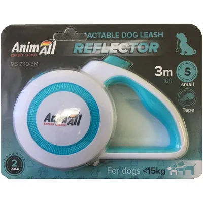 Повідець-рулетка AnimAll Reflector S до 15 кг, 3 м біло-блакитний