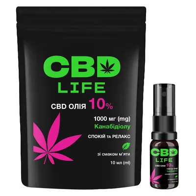 Канабідіол CBD life Олія 10%, спрей оральний зі смаком м'яти по 10 мл у флаконі