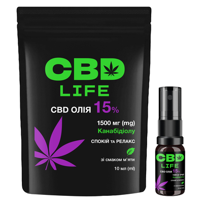 Каннабидиол CBD life Масло 15%, оральный спрей со вкусом мяты по 10 мл во флаконе