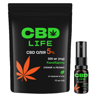 Каннабидиол CBD life Масло 5%, оральный спрей со вкусом мяты по 10 мл во флаконе