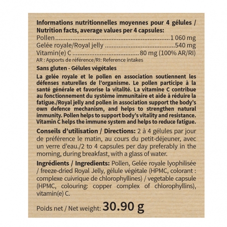 Маточное молочко + Пчелиная пыльца + Витамин С Nutri Expert Pollen Gelee Royale, 60 капсул