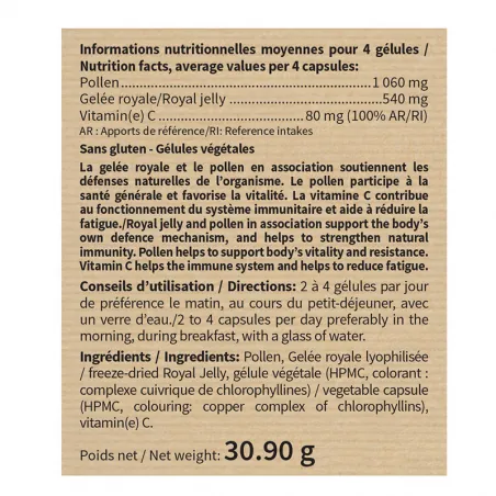 Маточне молочко + Бджолиний пилок + Вітамін С Nutri Expert Pollen Gelee Royale, 60 капсул