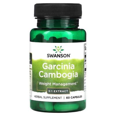 Гарциния камбоджийская экстракт 5:1 Swanson Garcinia Cambogia 5:1 Extract 80 мг, 60 капсул