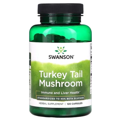 Гриб Трутовик різнокольоровий Swanson Turkey Tail Mushroom 500 мг, 120 капсул