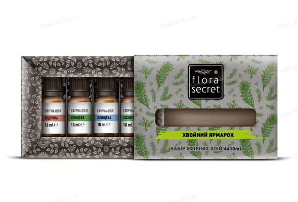 Набір ефірних олій Flora Secret Хвойний ярмарок, 4 флакони х 10 мл