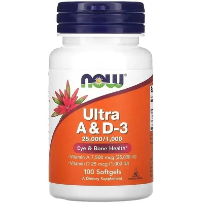 Вітаміни A та Д3 NOW Ultra A & D-3 25000/1000 капсули №100