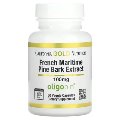 Екстракт кори французької приморської сосни California Gold Nutrition French Maritime Pine Bark 100 мг, 60 вегетаріанських капсул