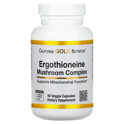 Ерготіонеїн та комплекс грибів California Gold Nutrition Ergothioneine Mushroom Complex, 90 вегетаріанських капсул