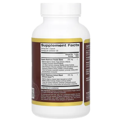 Комплекс грибів California Gold Nutrition Fungiology MushRex Plus, 120 вегетаріанських капсул