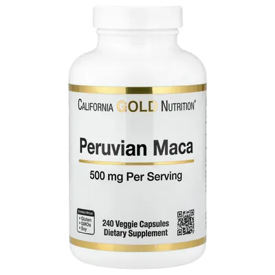 Мака перуанська California Gold Nutrition Peruvian Maca 500 мг, 240 вегетаріанських капсул