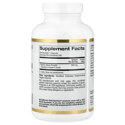 Мака перуанська California Gold Nutrition Peruvian Maca 500 мг, 240 вегетаріанських капсул