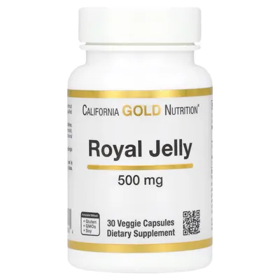 Маточне молочко California Gold Nutrition Royal Jelly 500 мг, 30 вегетаріанських капсул