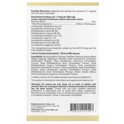 Пробіотик для котів і собак California Gold Nutrition LactoBif Pet 5 млрд КУО, 60 вегетаріанських капсул