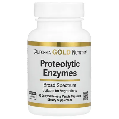 Протеолітичні ферменти California Gold Nutrition Proteolytic Enzymes, 90 капсул з відстроченим вивільненням