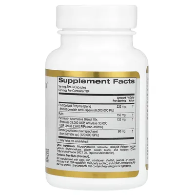 Протеолітичні ферменти California Gold Nutrition Proteolytic Enzymes, 90 капсул з відстроченим вивільненням