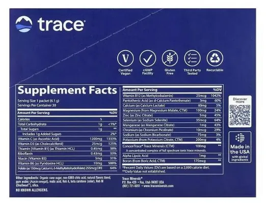 Електроліти Trace Minerals Power Pak смак апельсина, 30 пакетів