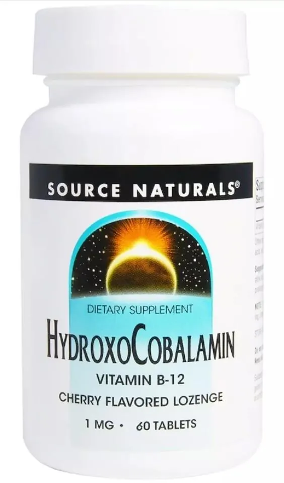 Гідроксокобаламін Вітамін В12 Source Naturals Hydroxocobalamin Vitamin B-12 1 мг, 60 таблеток