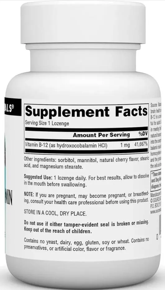 Гідроксокобаламін Вітамін В12 Source Naturals Hydroxocobalamin Vitamin B-12 1 мг, 60 таблеток