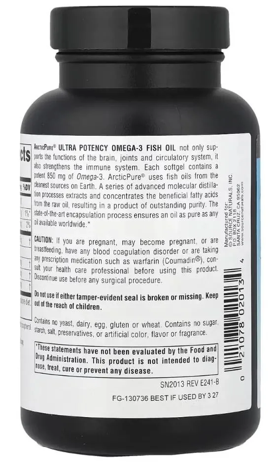Омега 3 Source Naturals ArcticPure Omega-3 Fish Oil, 60 капсул