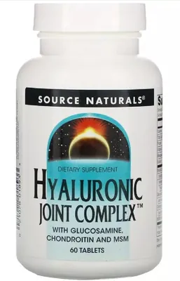 Гіалуронова кислота з Глюкозаміном, Хондроїтином та МСМ Source Naturals Hyaluronic Joint Complex, 60 таблеток