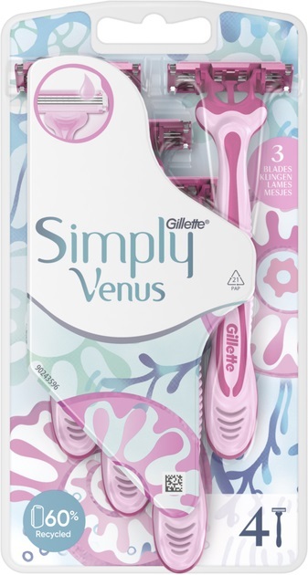 Бритвы Simply Venus 3 одноразовые женские, 4 шт