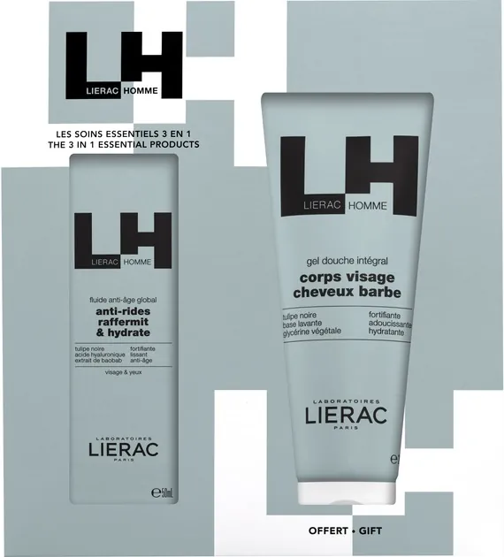 Набір Lierac Homme для чоловіків (антивіковий флюїд 50 мл + гель для душу 200 мл)
