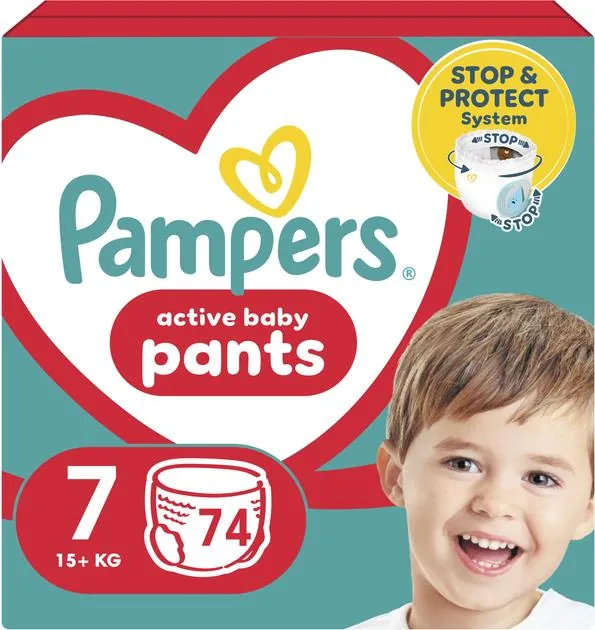 Підгузки-трусики Pampers Pants Active Baby дитячі розмір 7, 15+ кг, 74 шт