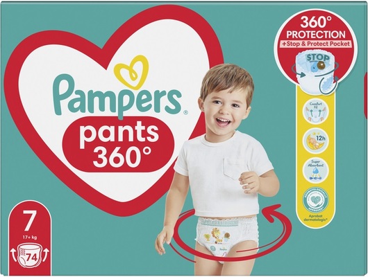 Подгузники-трусики Pampers Pants детские размер 7, 17+ кг, 74 шт