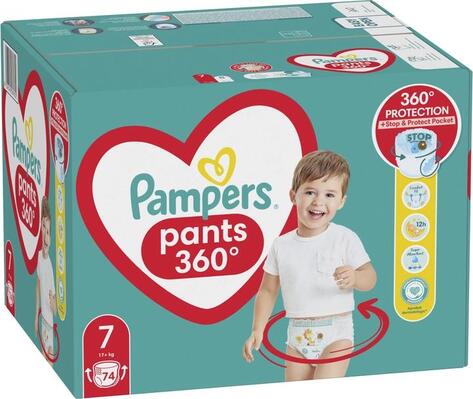 Подгузники-трусики Pampers Pants детские размер 7, 17+ кг, 74 шт