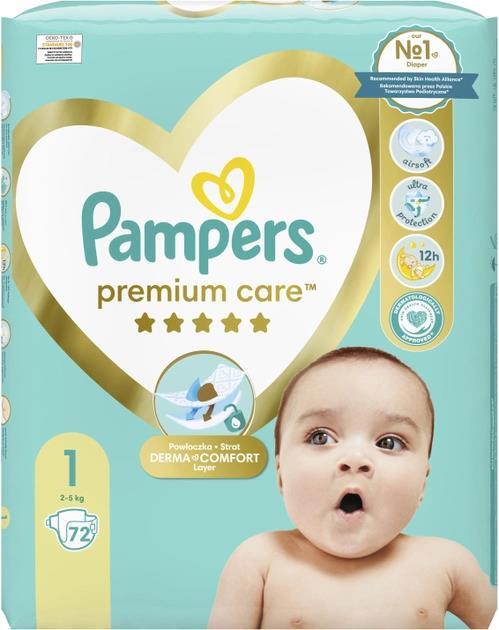 Подгузники детские Pampers Premium Care размер 1, 2-5 кг, 72 шт